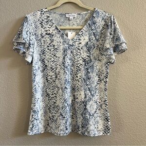Calvin Klein Blue Snake Print Women's Top Size S NWT